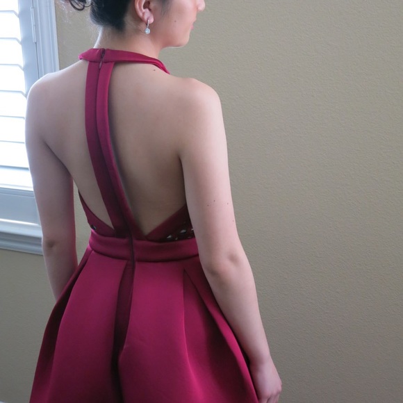 ASOS Red Scuba Halter Top Midi Dress - Picture 2 of 4